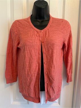 Loft Women’s Coral Button-Front Lightweight Cardigan Sweater